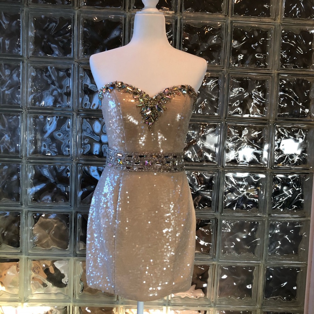 Prom Dress with Sequin and Bead Embellishments